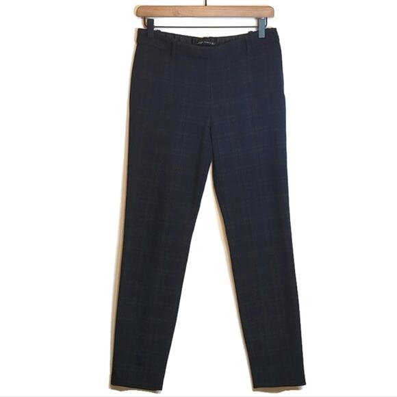 ZARA WOMAN Plaid Blue Green Ankle Crop Mid Rise Straight Skinny Pant Size S - Picture 13 of 13